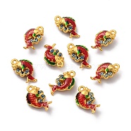 Alloy Enamel Pendants, Matte Gold Color, Fish, Red, 16x9.5x4.8mm, Hole: 1.4mm(ENAM-B056-09G)
