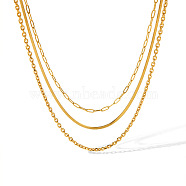 Stainless Steel Double Layer Necklaces for Women, Golden, 14.57 inch(37cm)(PW-WG2F46D-02)