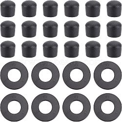 CHGCRAFT 20Pcs Flat Round ABS Plastic Washers, with 20Pcs Column Billiard End Caps, for Foosball, Black, Washer: about 38.5x2mm, hole: 17.5mm, End Cap: about 19.5x18mm, hole: 15.5mm(FIND-CA00004-79)