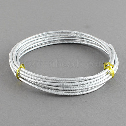 Textured Round Aluminum Wire, Bendable Metal Craft Wire, for Jewelry Wrapping Craft & Floral Wire, Silver, 12 Gauge, 2mm, 2m/roll(6.5 Feet/roll)(AW-R004-2m-01)