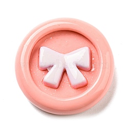 Opaque Resin Cabochons, Flat Round with Bowknot, Salmon, 22x6mm(CRES-P025-B05)