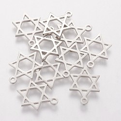 201 Stainless Steel Pendants, for Jewish, Star of David, Stainless Steel Color, 16x12x1mm, Hole: 1.5mm(STAS-Q201-T077)