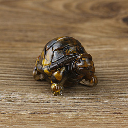 Resin Home Display Decorations, with Natural Tiger Eye Chips and Gold Foil Inside, Tortoise, 50x30x27mm(G-PW0005-10K)