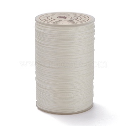 Round Waxed Polyester Thread String, Micro Macrame Cord, Twisted Cord, for Leather Sewing Stitching, Floral White, 0.3~0.4mm, about 174.98 Yards(160m)/Roll(YC-D004-02A-002)
