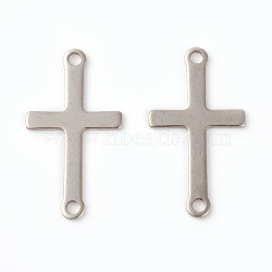 201 Stainless Steel Links connectors, Sideways Cross, Stainless Steel Color, 23x12.5x0.6mm, Hole: 1.6mm(STAS-F192-016P)