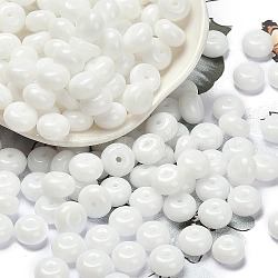 Opaque Colours Glass Seed Beads, Donut, White, 8x5mm, Hole: 1.5mm, about 1000pcs/pound(SEED-C001-03B-01)