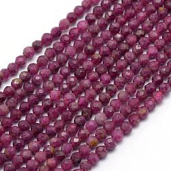 Natural Ruby/Red Corundum Beads Strands, Faceted, Round, 3.5mm, Hole: 0.6mm, about 112pcs/strand, 15.35 inch(39cm)(G-E411-14-3.5mm)