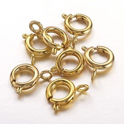 Brass Spring Ring Clasps, Great for Jewelry Making, Golden, 9mm, Hole: 1.5mm(KK-H418-G)
