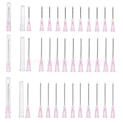 BENECREAT 90Pcs 3 Style 304 Stainless Steel Dispensing Needle with Plastic Luer Lock & Cap, Veterinary Injection Needle, Pet Poultry Needle, Pink, 42.5~59x8mm, 30pcs/style(FIND-BC0003-91)