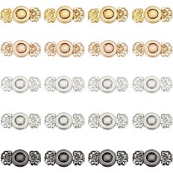 Olycraft Alloy Interlocking Clasps, with Rhinestone, Auspicious Clouds, Mixed Color, 12.5x27mm, 4sets/color, 20sets/box(ALRI-OC0001-03)