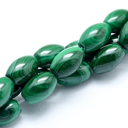 Natural Malachite Beads Strands, Rice, 11~12x8mm, Hole: 0.8mm, about 33pcs/strand, 14.96 inch(38cm)(G-D0011-09E)