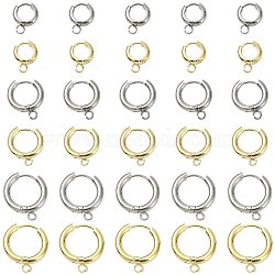 16Pcs 201 Stainless Steel Huggie Hoop Earring Findings, with Horizontal Loop and 316 Surgical Stainless Steel Pins, Mixed Color, 11~20x11~18x3mm, Hole: 2.5mm, Pin: 1mm(STAS-FS0002-27A)
