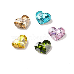 Glass Rhinestone Cabochons, Pointed Back & Back Plated, Heart, Mixed Color, 6.5x8x3.3mm(RGLA-J032-A-TG)