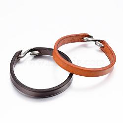 Cowhide Leather Bracelets, with Alloy S-Hook Clasps, Antique Silver, Mixed Color, 7-7/8 inch(200mm), 10mm(BJEW-G575-09)