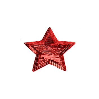 Computerized Embroidery Cloth Iron on/Sew on Patches, Costume Accessories, Paillette Appliques, Star, Dark Red, 148x148x1mm