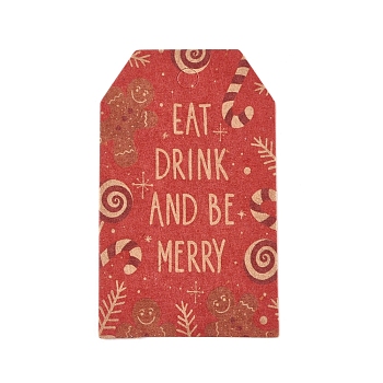 Paper Gift Tags, Hange Tags, For Arts and Crafts, For Christmas, with Word Eat Drink and Be Merry, Colorful, 50x30x0.3mm, Hole: 5mm