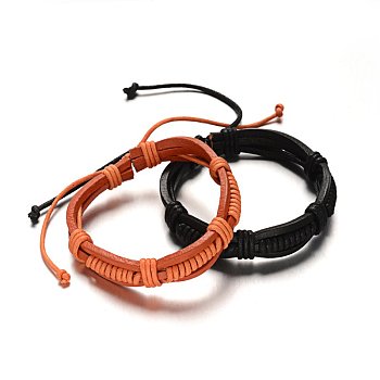 Adjustable Leather Cord Bracelets, Mixed Color, 56mm, 13x9mm