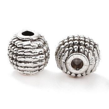 Tibetan Style Alloy Beads, Round, Antique Silver, 8x8.5mm, Hole: 2mm, about 606pcs/1000g