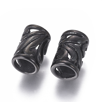 304 Stainless European Beads, Large Hole Beads, Ion Plating (IP), Column, Gunmetal, 10x7mm, Hole: 5mm