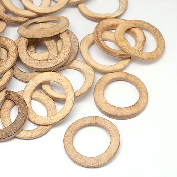 Wood Jewelry Findings Coconut Linking Rings, BurlyWood, 38x2~5mm