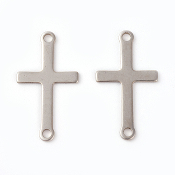 201 Stainless Steel Links connectors, Sideways Cross, Stainless Steel Color, 23x12.5x0.6mm, Hole: 1.6mm
