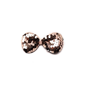 Bowknot Cloth Costume Accessories, with Sequins/ Paillettes, Hair Findings Accessories, Dark Salmon, 77x40x12mm