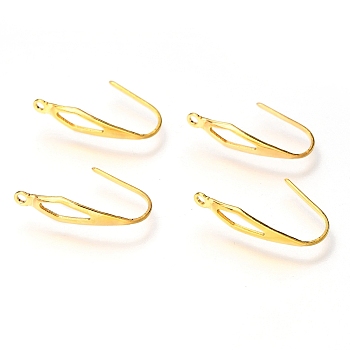 304 Stainless Steel Earring Hooks, with Vertical Loop, Ear Wire, Real 18k Gold Plated, 20x4.5x0.7~4.5mm, Hole: 1.2mm