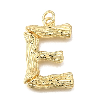 Rack Plating Brass Pendants, Glass Charms, Long-Lasting Plated, Cadmium Free & Lead Free, Real 18K Gold Plated, Letter E, 37.5x24.5x6mm, Hole: 5mm