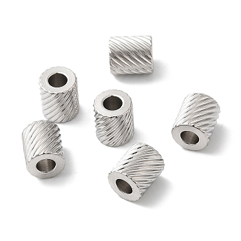 202 Stainless Steel Beads, Column, Stainless Steel Color, 7x5mm, Hole: 3mm