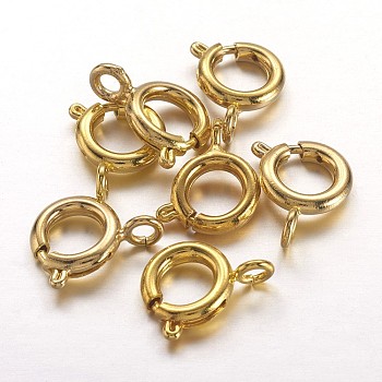 Brass Spring Ring Clasps, Great for Jewelry Making, Golden, 9mm, Hole: 1.5mm