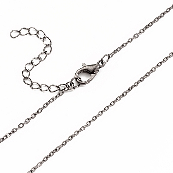 Iron Cable Chain Necklace Making, with Chain Extender & Lobster Claw Clasp, Gunmetal, 20-1/2 inch(52cm), 0.15cm
