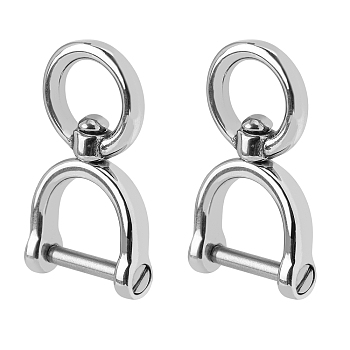 SUPERFINDINGS 2Pcs 304 Stainless Steel Keychain Clasps, Stainless Steel Color, 34x19x6mm, Inner Diameter: 10.5mm