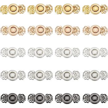 Olycraft Alloy Interlocking Clasps, with Rhinestone, Auspicious Clouds, Mixed Color, 12.5x27mm, 4sets/color, 20sets/box