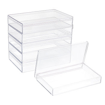 Plastic Bead Containers, Rectangle, Clear, 14.4x9x2.5cm, Inner Diameter: 14x8.5cm