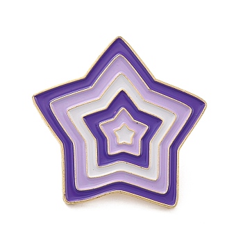 Star Enamel Pin, Geometry Alloy Enamel Brooch for Backpack Clothes, Golden, Lilac, 29x32x9.5mm, Pin: 1mm