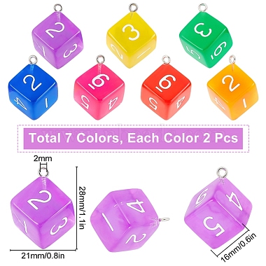 sunnyclue 14pcs 7 couleurs pendentifs en acrylique(TACR-SC0001-12)-2