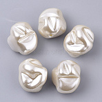 ABS Plastic Imitation Pearl Beads, Nuggets, Floral White, 22.5x20.5x18.5mm, Hole: 2.2~2.8mm(X-KY-T013-002A)