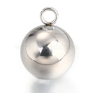 202F Stainless Steel Charms, Ball, Stainless Steel Color, 16x12mm, Hole: 2.5mm(STAS-H143-14E-P)