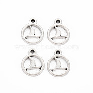 Tibetan Style Alloy Pendants, Cadmium Free & Lead Free, Flat Round, Antique Silver, 15.5x12x1.5mm, Hole: 1.4mm, about 1278pcs/1000g(TIBE-S320-205AS)