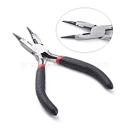 Carbon Steel Jewelry Pliers for Jewelry Making Supplies, Round Nose Pliers, Wire Cutter, Polishing, Black, Gunmetal, 128x65x10mm(PT-S054-1)