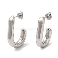 304 Stainless Steel Oval Stud Earrings, Half Hoop Earrings, Stainless Steel Color, 19.5x5.5mm(EJEW-Z022-26P)