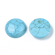 Synthetic Turquoise Cabochons, Dyed, Half Round/Dome, Sky Blue, 22x6mm(TURQ-S291-03I-01)