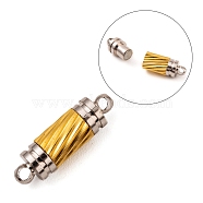 Brass Magnetic Clasps with Loops, Column, Platinum, 18x5mm, Hole: 1.8mm(MC040-1)