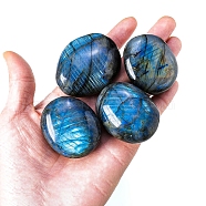 Natural Labradorite Oval Stone, Pocket Palm Stone for Reiki Balancing, Home Display Decorations, 30~40mm(PW-WG14895-02)