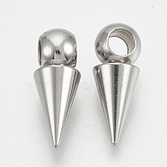 201 Stainless Steel Pendants, Cone, Stainless Steel Color, 16x6mm, Hole: 3mm(X-STAS-S078-02)