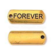 Tibetan Style Alloy Rectangle Pendants, with Word Forever, Cadmium Free & Lead Free, Antique Golden, 8x21x2mm, Hole: 2mm, about 566pcs/1000g(TIBEP-Q043-052AG-RS)