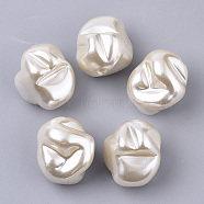 ABS Plastic Imitation Pearl Beads, Nuggets, Floral White, 22.5x20.5mm, Hole: 1.5mm(X-KY-T013-002A)
