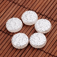 Flat Round Imitation Pearl Acrylic Beads, White, 14x5.5mm, Hole: 1mm, about 700pcs/500g(OACR-L004-5395)