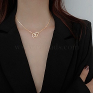 Heart Titanium Steel Cable Chain Necklaces for Women, Golden, 19.69 inch(50cm)(PW-WG60106-01)