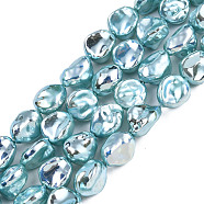 ABS Plastic Imitation Pearl Beads Strands, AB Color Plated, Carambola, Medium Turquoise, 10.5~11x9.5x6~6.5mm, Hole: 0.7mm, about 36pcs/strand, 15.16 inch~15.75 inch(38.5~40cm)(KY-N015-15-A03)